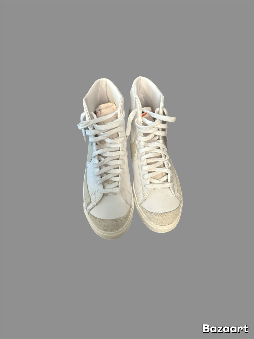 Nike White High-Top Sneakers with Light Beige Accents